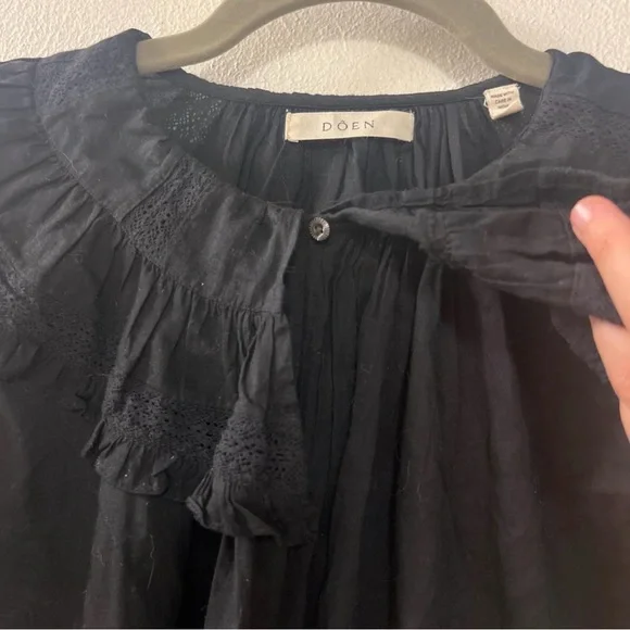 Ganni Elegant Black Ruffle Blouse - Picture 2 of 2